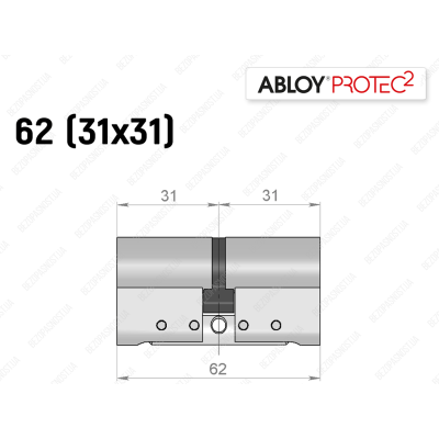 Цилиндр ABLOY PROTEC-2 62 мм (31x31), ключ-ключ