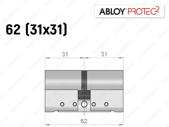 Цилиндр ABLOY PROTEC-2 62 мм (31x31), ключ-ключ