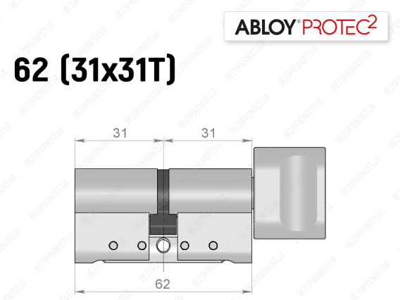 Циліндр ABLOY PROTEC-2 62 мм (31x31T), з тумблером