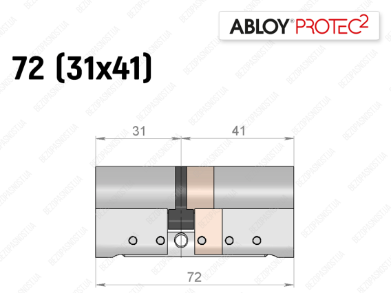 Циліндр ABLOY PROTEC-2 72 мм (31x41), ключ-ключ