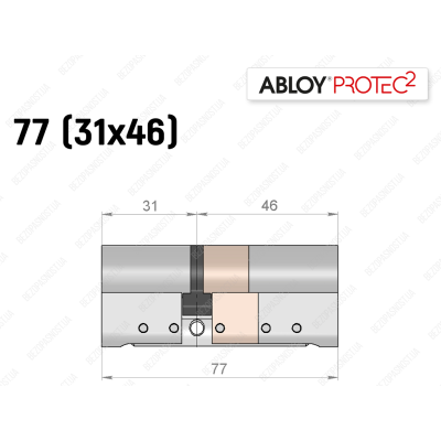 Циліндр ABLOY PROTEC-2 77 мм (31x46), ключ-ключ