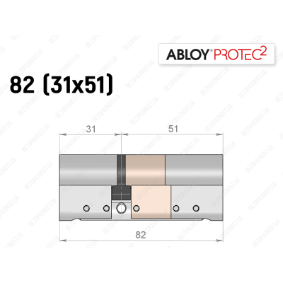 Циліндр ABLOY PROTEC-2 82 мм (31x51), ключ-ключ