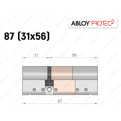 Циліндр ABLOY PROTEC-2 87 мм (31x56), ключ-ключ