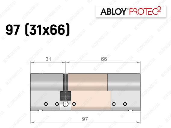 Цилиндр ABLOY PROTEC-2 97 мм (31x66), ключ-ключ