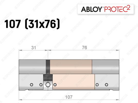 Цилиндр ABLOY PROTEC-2 107 мм (31x76), ключ-ключ