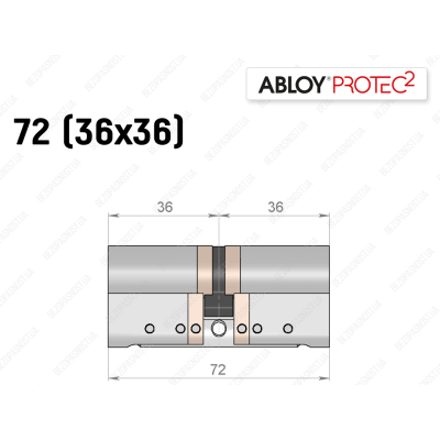 Цилиндр ABLOY PROTEC-2 72 мм (36x36), ключ-ключ