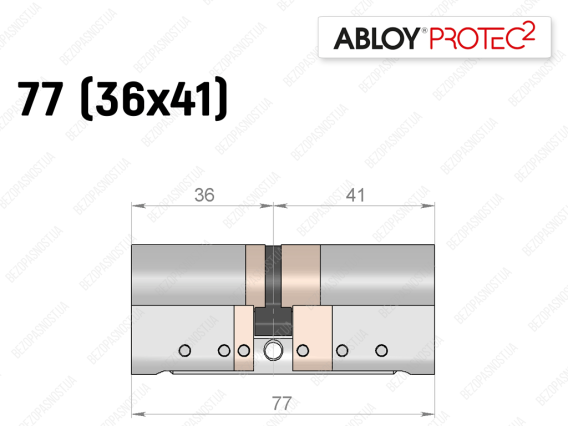 Циліндр ABLOY PROTEC-2 77 мм (36x41), ключ-ключ