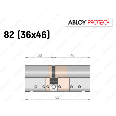 Циліндр ABLOY PROTEC-2 82 мм (36x46), ключ-ключ
