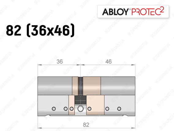 Цилиндр ABLOY PROTEC-2 82 мм (36x46), ключ-ключ
