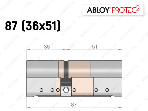 Циліндр ABLOY PROTEC-2 87 мм (36x51), ключ-ключ