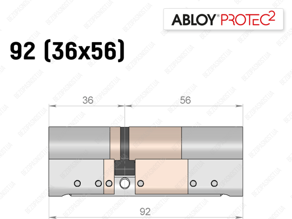 Циліндр ABLOY PROTEC-2 92 мм (36x56), ключ-ключ