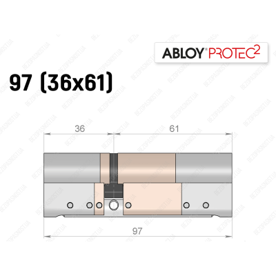 Цилиндр ABLOY PROTEC-2 97 мм (36x61), ключ-ключ