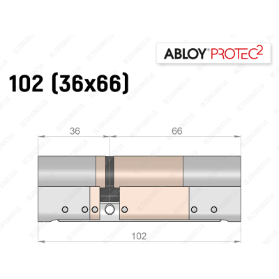 Цилиндр ABLOY PROTEC-2 102 мм (36x66), ключ-ключ