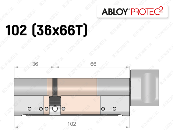 Циліндр ABLOY PROTEC-2 102 мм (36x66T), з тумблером