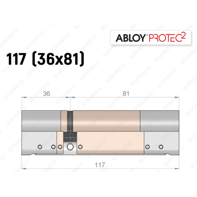 Цилиндр ABLOY PROTEC-2 117 мм (36x81), ключ-ключ