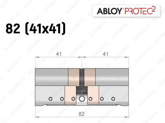Цилиндр ABLOY PROTEC-2 82 мм (41x41), ключ-ключ