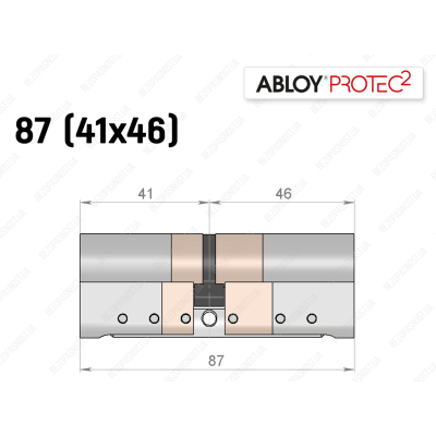 Цилиндр ABLOY PROTEC-2 87 мм (41x46), ключ-ключ