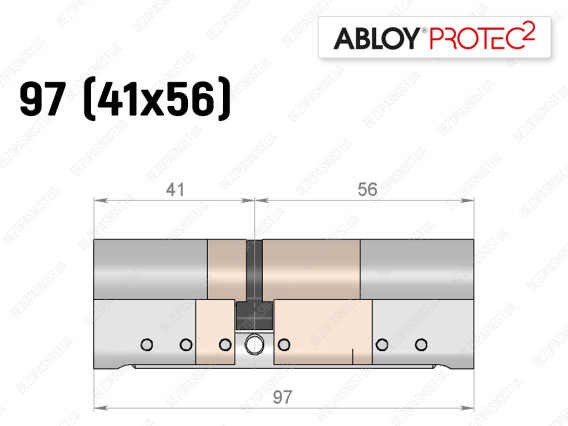 Циліндр ABLOY PROTEC-2 97 мм (41x56), ключ-ключ