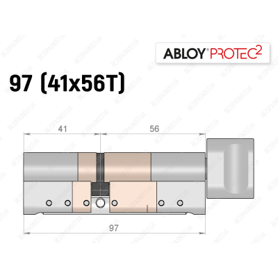 Цилиндр ABLOY PROTEC-2 97 мм (41x56T), с тумблером