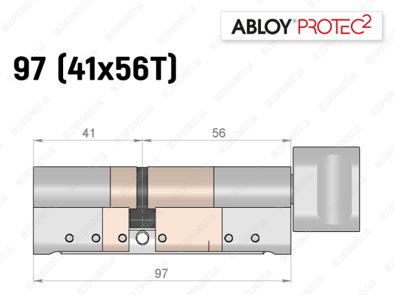 Циліндр ABLOY PROTEC-2 97 мм (41x56T), з тумблером