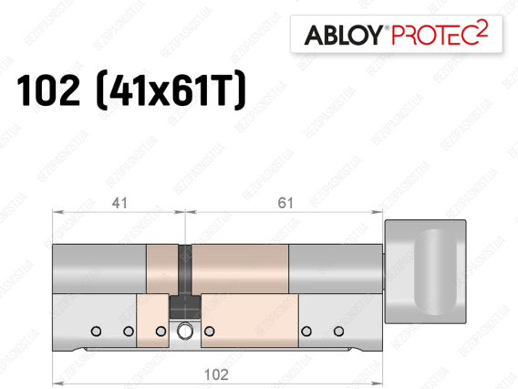 Циліндр ABLOY PROTEC-2 107 мм (41x66), ключ-ключ