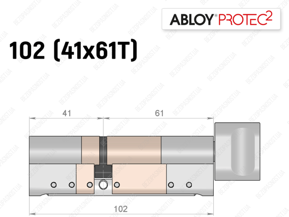 Цилиндр ABLOY PROTEC-2 107 мм (41x66), ключ-ключ