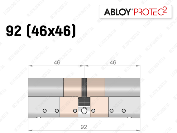 Цилиндр ABLOY PROTEC-2 92 мм (46x46), ключ-ключ