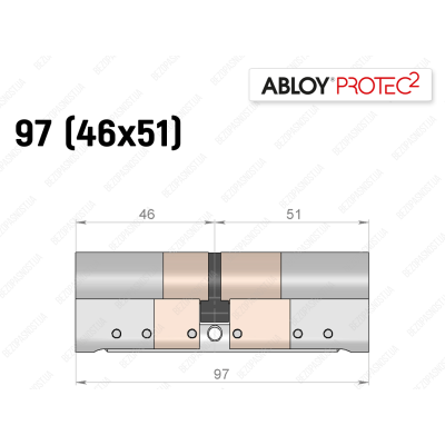 Цилиндр ABLOY PROTEC-2 97 мм (46x51), ключ-ключ