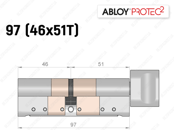 Цилиндр ABLOY PROTEC-2 97 мм (46x51T), с тумблером