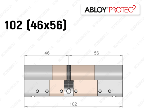Цилиндр ABLOY PROTEC-2 102 мм (46x56), ключ-ключ