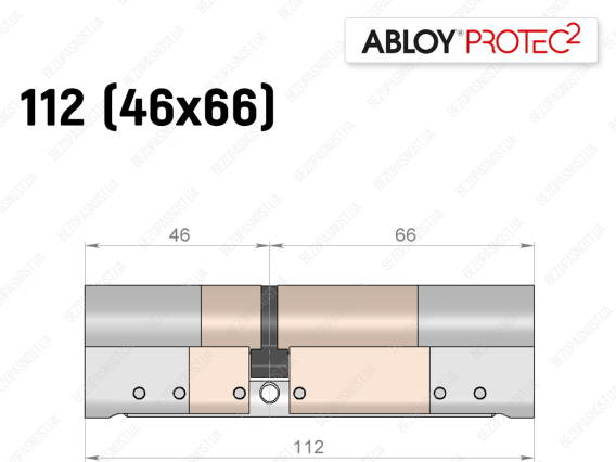 Циліндр ABLOY PROTEC-2 112 мм (46x66), ключ-ключ