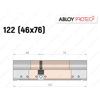 Цилиндр ABLOY PROTEC-2 122 мм (46x76), ключ-ключ