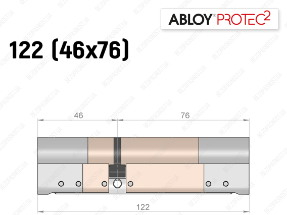 Цилиндр ABLOY PROTEC-2 122 мм (46x76), ключ-ключ
