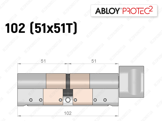 Циліндр ABLOY PROTEC-2 102 мм (51x51T), з тумблером