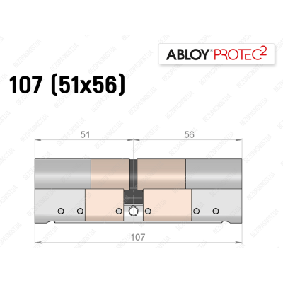 Цилиндр ABLOY PROTEC-2 107 мм (51x56), ключ-ключ
