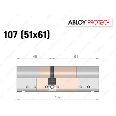 Цилиндр ABLOY PROTEC-2 112 мм (51x61), ключ-ключ