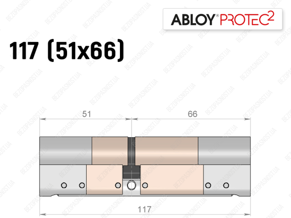 Цилиндр ABLOY PROTEC-2 117 мм (51x66), ключ-ключ