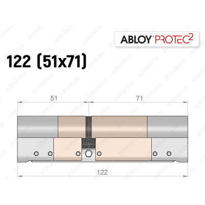 Цилиндр ABLOY PROTEC-2 122 мм (51x71), ключ-ключ