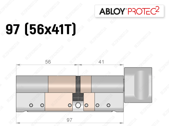 Циліндр ABLOY PROTEC-2 97 мм (56x41T), з тумблером