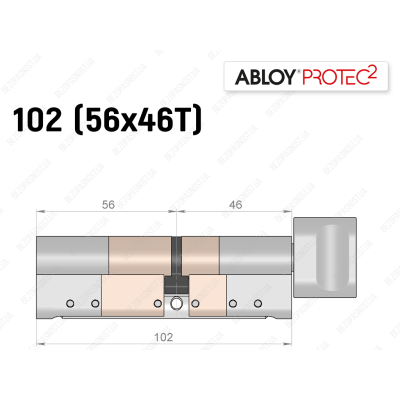Цилиндр ABLOY PROTEC-2 102 мм (56x46T), с тумблером