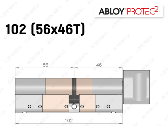 Цилиндр ABLOY PROTEC-2 102 мм (56x46T), с тумблером