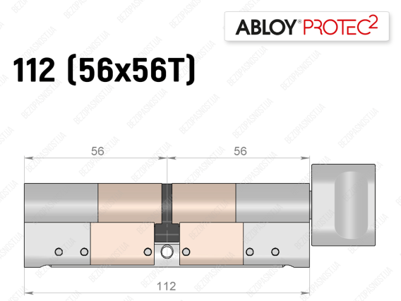 Цилиндр ABLOY PROTEC-2 112 мм (56x56T), с тумблером