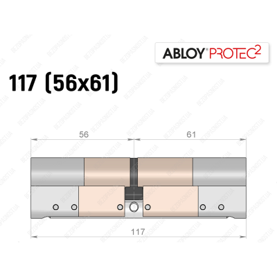 Цилиндр ABLOY PROTEC-2 117 мм (56x61), ключ-ключ