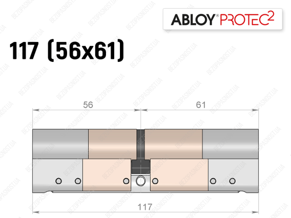 Цилиндр ABLOY PROTEC-2 117 мм (56x61), ключ-ключ