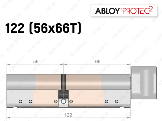 Цилиндр ABLOY PROTEC-2 122 мм (56x66T), с тумблером