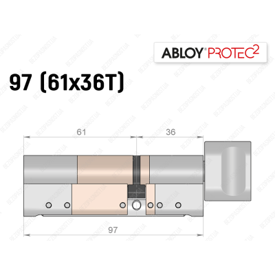 Цилиндр ABLOY PROTEC-2 97 мм (61x36T), с тумблером