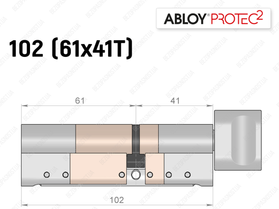 Циліндр ABLOY PROTEC-2 102 мм (61x41T), з тумблером