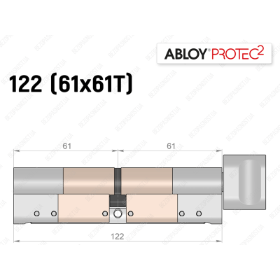 Цилиндр ABLOY PROTEC-2 122 мм (61x61T), с тумблером