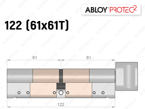 Цилиндр ABLOY PROTEC-2 122 мм (61x61T), с тумблером