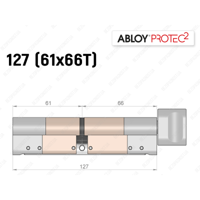 Цилиндр ABLOY PROTEC-2 127 мм (61x66T), с тумблером